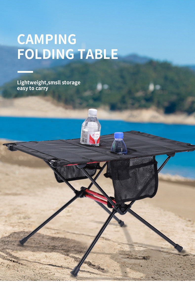 Ultra Light Folding Table Outdoor Camping Camping Car Portable Barbecue Picnic Cup Hole Mobile Phone Bag Small Table