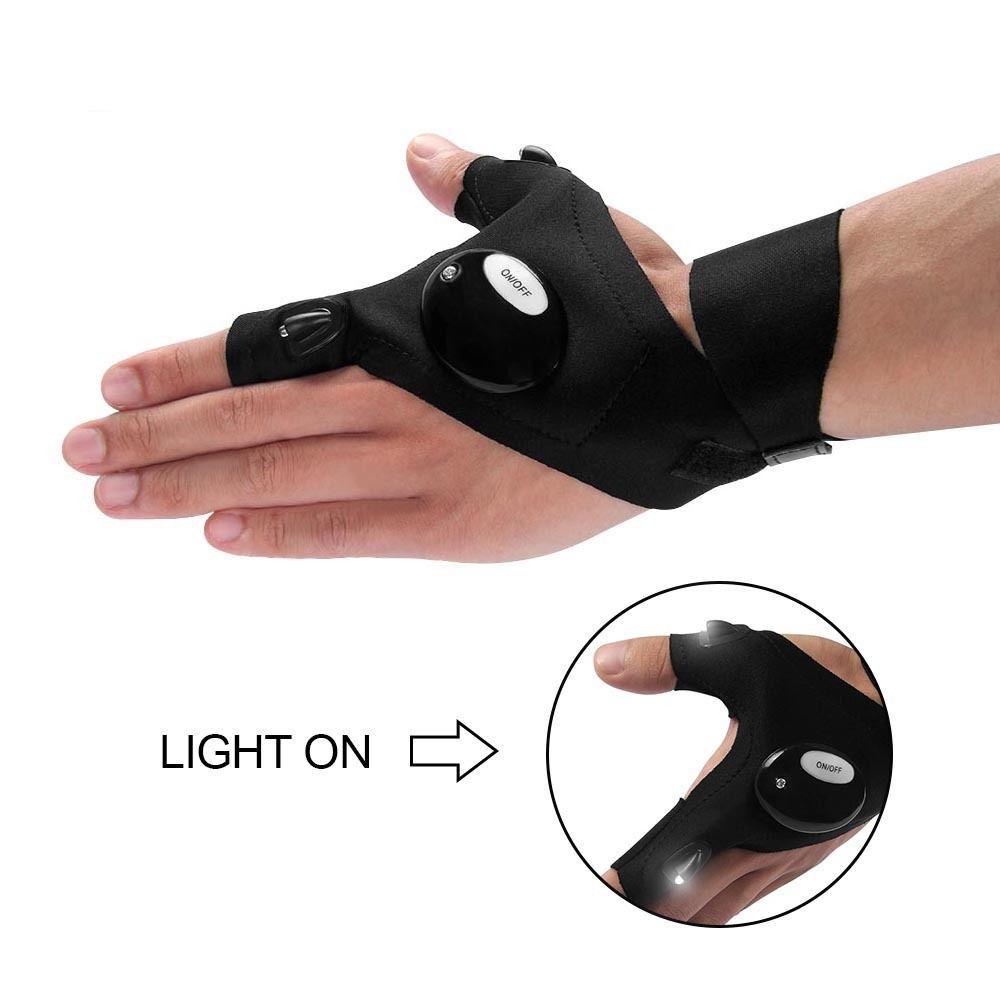 Fishing Magic Strap LED Light Fingerless Glove Flashlight Torch Cover Auto Repair Outdoor Camping Hiking  Luminous