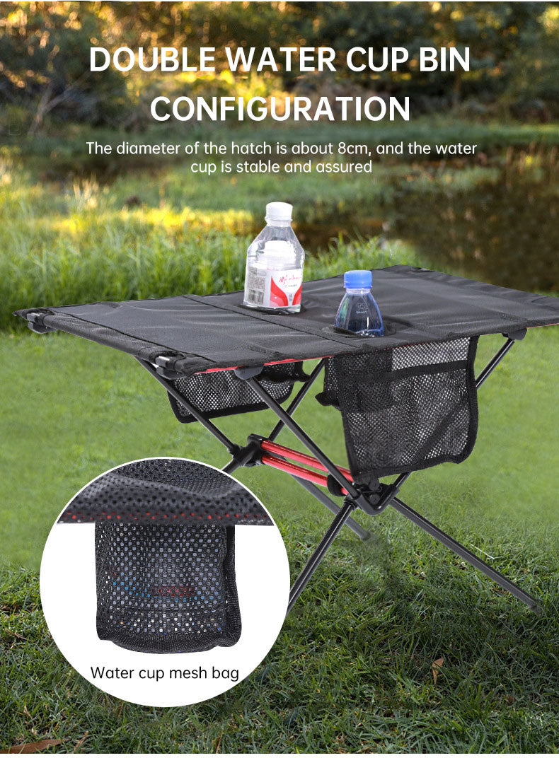 Ultra Light Folding Table Outdoor Camping Camping Car Portable Barbecue Picnic Cup Hole Mobile Phone Bag Small Table