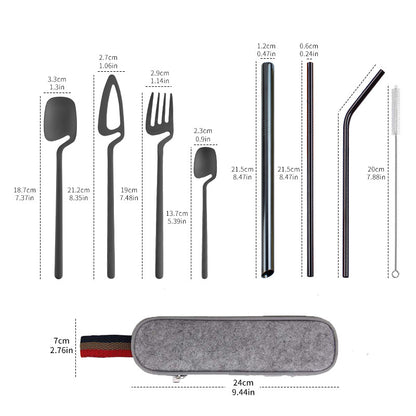 New 304 Stainless Steel Straw Combination Knife, Fork And Spoon Outdoor Travel Camping Portable Tableware Set