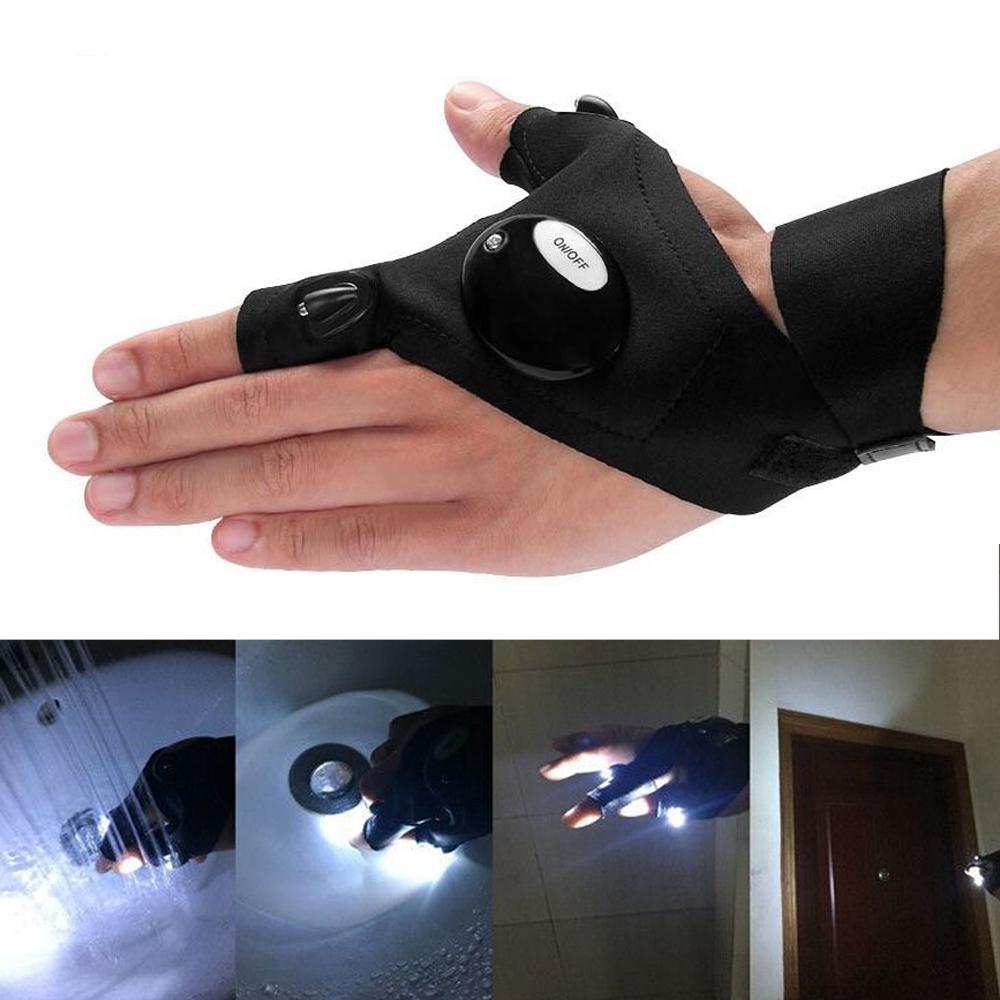 Fishing Magic Strap LED Light Fingerless Glove Flashlight Torch Cover Auto Repair Outdoor Camping Hiking  Luminous